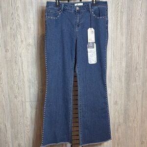 1822 Denim NWT Slim Bootcut Studded Seam Raw Hem Jeans -     Size 16